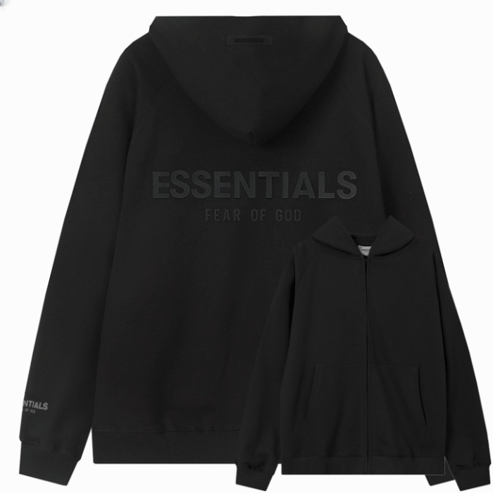 Essentials Fear Of God Full Zip Hoodie – Black