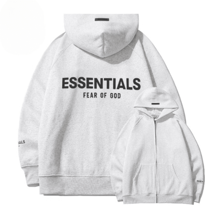 Essentials Fear Of God Full Zip Hoodie – White