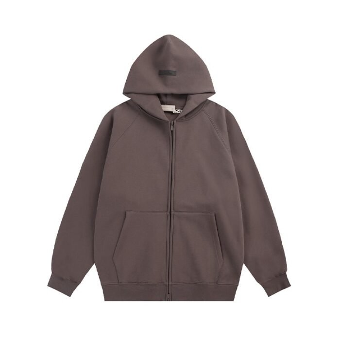 Essentials Fear Of God Zip Hoodie – Dark Brown