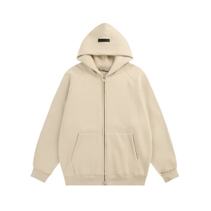 Essentials Fear Of God Zip Hoodie – Light Beige