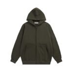 Essentials Fear Of God Zip Hoodie – Olive Green