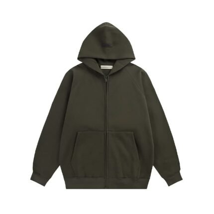 Essentials Fear Of God Zip Hoodie – Olive Green