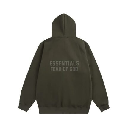 Essentials Fear Of God Zip Hoodie – Olive Green