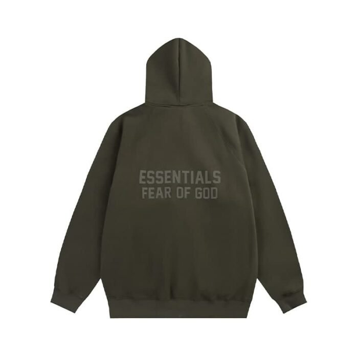 Essentials Fear Of God Zip Hoodie – Olive Green