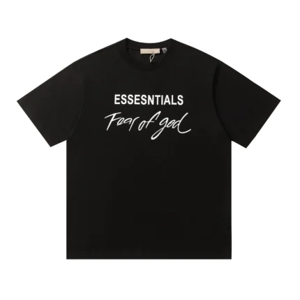 Essentials Fear of God Script Logo T Shirt - Black