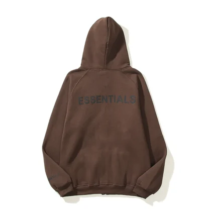 Essentials Full-Zip Hoodie – Brown with Back Logo