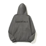 Essentials Full-Zip Hoodie – Dark Gray with Back Logo