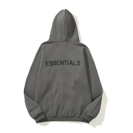 Essentials Full-Zip Hoodie – Dark Gray with Back Logo