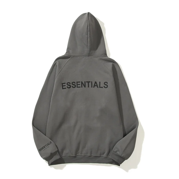 Essentials Full-Zip Hoodie – Dark Gray with Back Logo