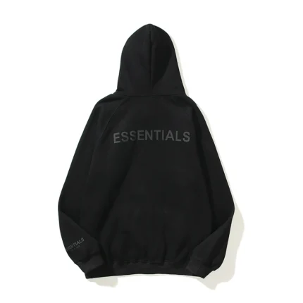 Essentials Full-Zip Hoodie – Black with Back Logo