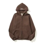 Essentials Full-Zip Hoodie – Brown with Back Logo