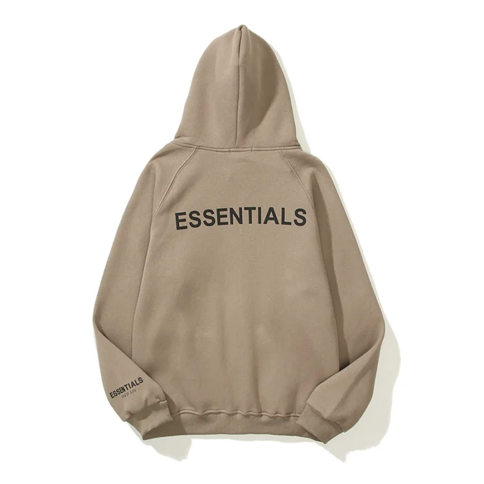 Essentials Full-Zip Hoodie – Camel with Back Logo