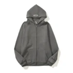 Essentials Full-Zip Hoodie – Dark Gray with Back Logo