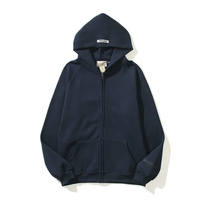 Essentials Full-Zip Hoodie – Royal Blue with Back Logo