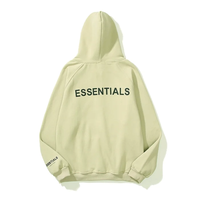 Essentials Full-Zip Hoodie – Matcha Green with Back Logo