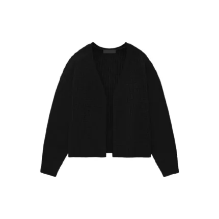 Essentials Heavy Waffle Cardigan - Black