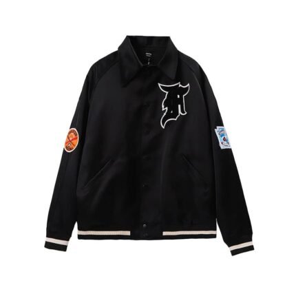 FEAR OF GOD Satin MANUEL Baseball Coaches Black Jacket