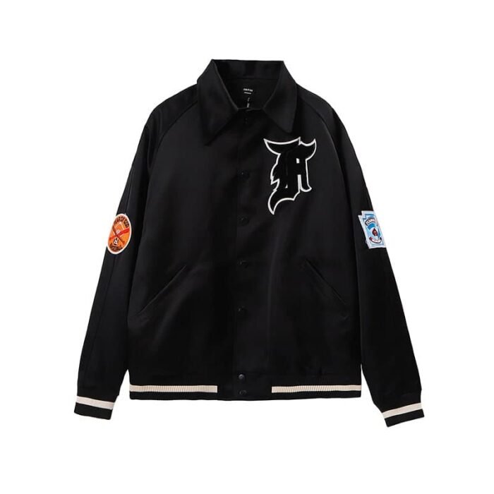 FEAR OF GOD Satin MANUEL Baseball Coaches Black Jacket
