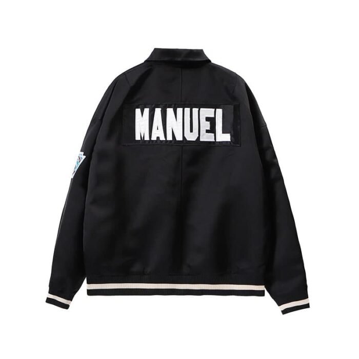 FEAR OF GOD Satin MANUEL Baseball Coaches Black Jacket