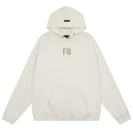 FG Logo Fear Of God Essentials Vintage White Hoodie