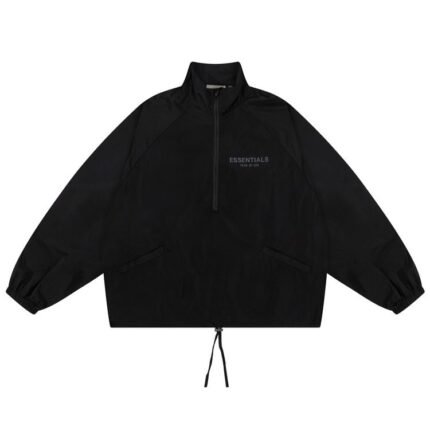 Fear Of God Essentials Print Black Half-Zip Track Jacket