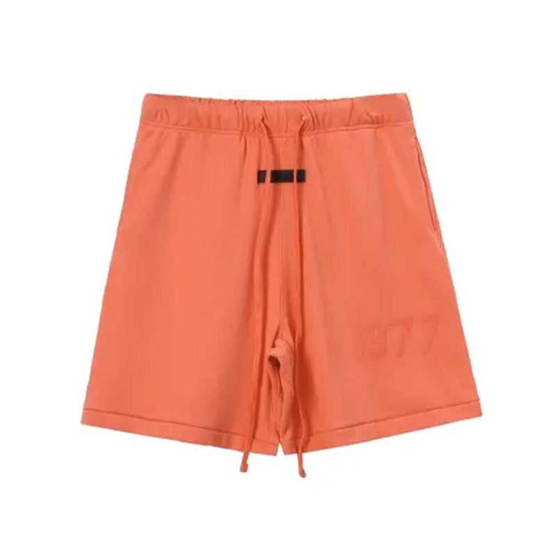 Fear of God Essentials 1977 Logo Coral Red Shorts