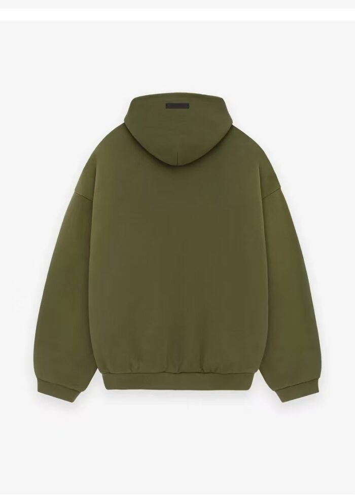 Fear of God Essentials Fleece Olive White Hoodie