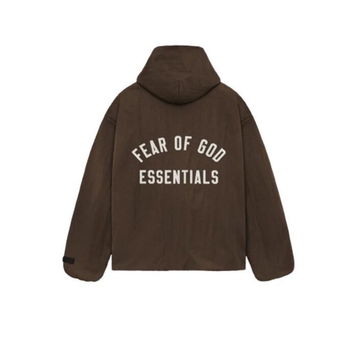 Fear of God Essentials Hooded Coaches Jacket – Brown
