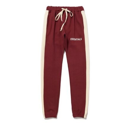 Fear of God Essentials Side Stripe Sweatpants – Maroon/Cream